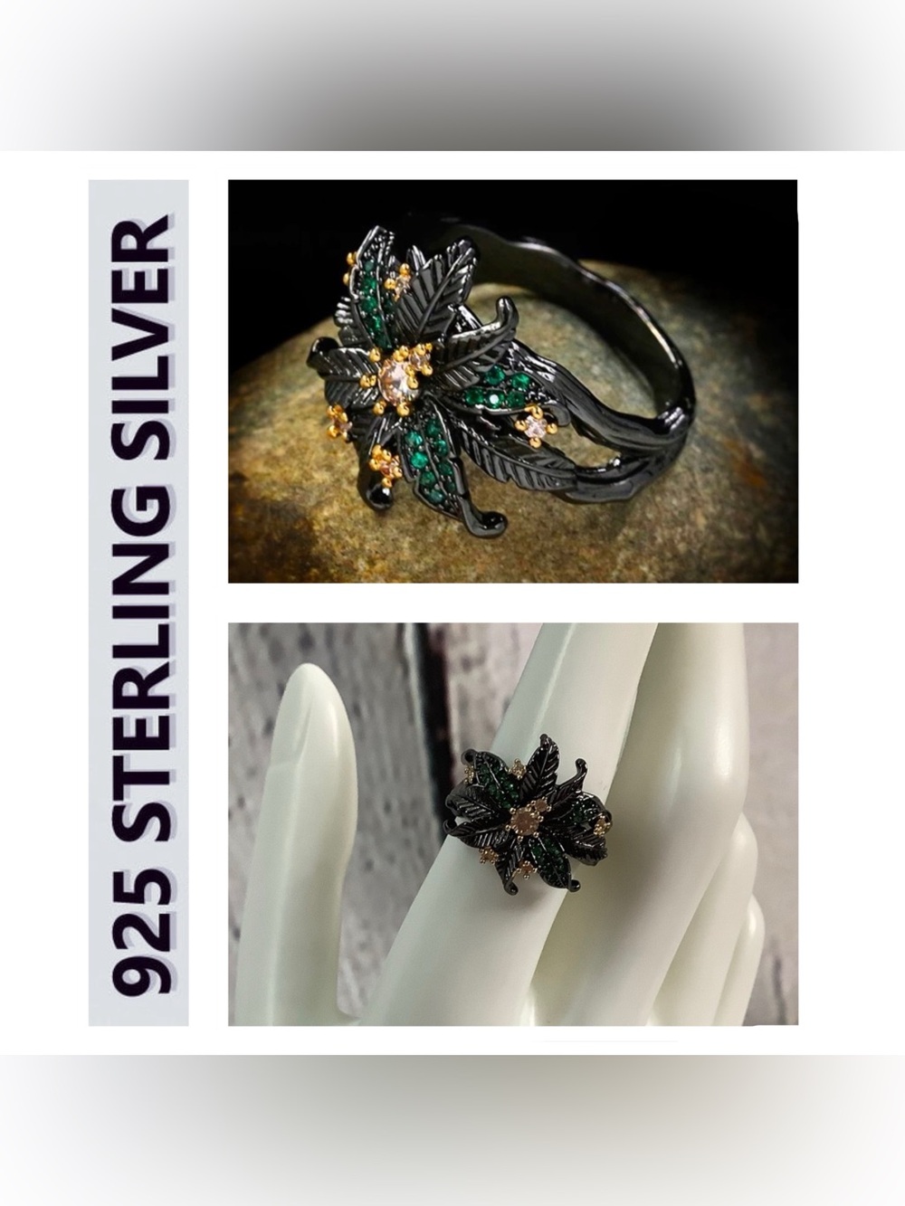 🌟🌟 925 Sterling Silver Gemstone Ring